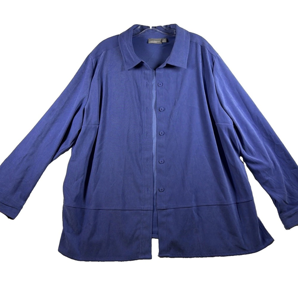 Croft & Barrow Woman Plus Size 3X‎ Stretch Button Down Shirt Blue Long Sleeve